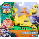 Spin Master Paw Patrol: Der Dino Film - Rubbles Dino-Rettungs-Bulldozer, Spielfahrzeug 