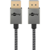 goobay DisplayPort Kabel 2.0/2.1 Slim silber/schwarz, 1 Meter