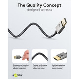 goobay DisplayPort Kabel 2.0/2.1 Slim silber/schwarz, 1 Meter