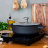 Cecotec Tragbare Induktionskochplatte Full Crystal Onyx schwarz, 2.000 Watt, Kochzone Ø 12 - 28cm, Timer