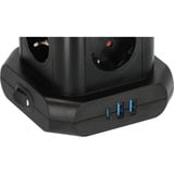 Brennenstuhl Steckdosenturm 8-fach, 2x USB-A, 1x USB-C, Steckdosenleiste schwarz, 2 Meter Kabel, mit Sicherheitsschalter