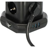 Brennenstuhl Steckdosenturm 8-fach, 2x USB-A, 1x USB-C, Steckdosenleiste schwarz, 2 Meter Kabel, mit Sicherheitsschalter