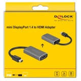 DeLOCK Aktiver Adapter, mini DisplayPort Stecker > HDMI 8K Buchse schwarz/grau, 20cm,  mit HDR Funktion