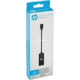 HP USB Adapter, USB-C Stecker > RJ-45 Buchse schwarz, 10cm, Gigabit LAN 10/100/1.000 Mbit/s