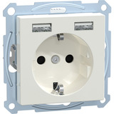 Merten Schutzkontakt-Steckdose mit USB-Ladegerät, Unterputz, 16 Ampere, 250 Volt, System M weiß (glänzend), Retail