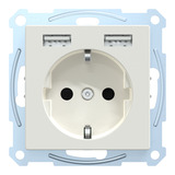 Merten Schutzkontakt-Steckdose mit USB-Ladegerät, Unterputz, 16 Ampere, 250 Volt, System M weiß (glänzend), Retail
