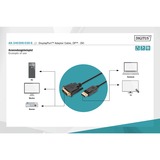 Digitus Adapterkabel DisplayPort > DVI-D, Interlock schwarz, 3 Meter, mit Schraubbefestigung