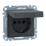 Merten Schutzkontakt-Steckdose mit Klappdeckel und erhöhtem Berührungsschutz IP44, 16 Ampere anthrazit, Retail