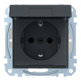 Merten Schutzkontakt-Steckdose mit Klappdeckel und erhöhtem Berührungsschutz IP44, 16 Ampere anthrazit, Retail