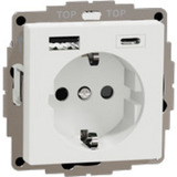 Merten Schutzkontakt Steckdose mit USB Ladegerät, Unterputz, 16 Ampere, 250 Volt, Typ F weiß (glänzend), Retail