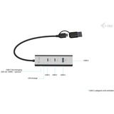 i-tec USB-C/USB-A Charging Metal HUB 4 Port, USB-Hub silber