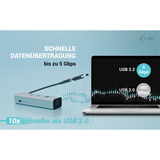 i-tec USB-C/USB-A Charging Metal HUB 4 Port, USB-Hub silber