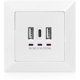 Digitus Steckdose mit USB A und USB-C Ports, Unterputz-Montage weiß, 2x USB-A, 1x USB-C, 3,1A