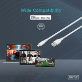 Digitus USB 2.0 Silikon-Kabel USB-A > Lightning, MFI zertifiziert weiß, 2 Meter, PD, Laden mit bis zu 12 Watt