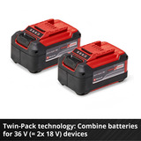 EINHELL Akku Power-X-Change Plus TWIN-PACK 18Volt 5,2Ah rot/schwarz, 2 Stück, ohne Ladegerät