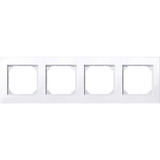 Merten M-PLAN Rahmen vierfach für Senkrecht- und Waagerechtmontage, glänzend, antibakteriell weiß (glänzend), Retail