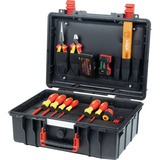 Wiha Werkzeugkoffer Basic Set L electric , Werkzeug-Set rot/gelb, 46-teilig, mit Koffer