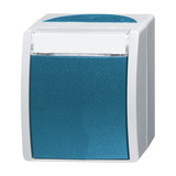 Busch-Jaeger Wechselschalter AP mit Namensschild 2601/6 Wippe Taste grau, Retail