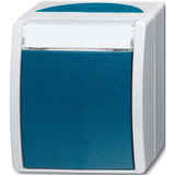 Busch-Jaeger Wechselschalter AP mit Namensschild 2601/6 Wippe Taste grau, Retail