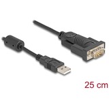 DeLOCK USB 2.0 Adapter, USB-A Stecker > Seriell RS-232 Stecker schwarz, 25cm Kabel