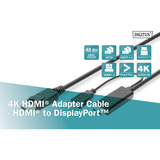 Digitus Adapterkabel HDMI > Displayport, UHD 4K schwarz, 2 Meter