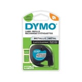 Dymo LetraTag ORIGINAL Kunststoff Schriftband schwarz auf silbermetallic S0721730