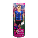 Mattel Ken Fußballspieler-Puppe mit kurzer Haarfrisur, Trikot Nummer 10, Fußball und Stollenschuhe blau