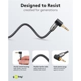 goobay Plus Audio Verbindungskabel AUX 3,5mm stereo, 90° schwarz/silber, 0,5 Meter, abgewinkelt