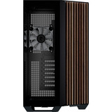 APNX V1-W-BK-v3, Tower-Gehäuse schwarz, Tempered Glass x 2, Holz-Verkleidung