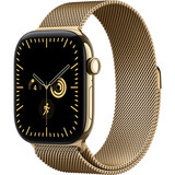 Apple Watch Series 12, Smartwatch Titan Gold, 46 mm, Milanaise Armband Brillantgold, S/M, Cellular