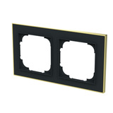 Busch-Jaeger Rahmen zwei fach mit Dekorring gold, Retail