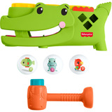 Mattel Sitz- und Klopf-Rolligator Aktivitätsspielzeug mit 3 Bällen und 1 Hammer 