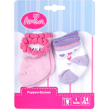 VEDES Puppensöckchen für Puppen von Größe 28 bis 33 Zentimeter, 2 Paar, Puppenzubehör 