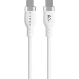 Hyper USB Silikon Ladekabel, USB-C Stecker > USB-C Stecker weiß, 1,5 Meter, PD 3.0, Laden mit bis zu 60 Watt