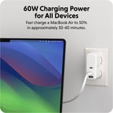 Hyper USB Silikon Ladekabel, USB-C Stecker > USB-C Stecker weiß, 1,5 Meter, PD 3.0, Laden mit bis zu 60 Watt