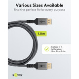 goobay Plus DisplayPort 2.0/2.1 Kabel, 16K @ 60Hz, 80 Gbit/s grau, 2 Meter