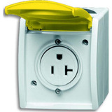 Busch-Jaeger Steckdose Typ 3016 EWN-53 mit Schraubanschluss und Klappdeckel blau, Retail