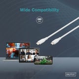 Digitus USB 2.0 Silikon-Anschlusskabel USB-C > USB-C weiß, 2 Meter, PD, Laden mit bis zu 60 Watt
