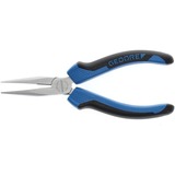 GEDORE Flachrundzange mit Schneide, 160mm, Greifzange blau/schwarz, 2-Komponentengriff, gezahnt, gerade Form