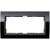 Gira Abdeckrahmen mit 2 Einheiten, Kunststoff, glänzend, Abdeckung schwarz, Retail