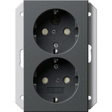 Gira Doppeldose Schutzkontakt Steckdose anthrazit, Retail