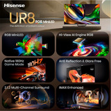 Hisense 65UR8DS RGB MiniLED, LED-Fernseher 164 cm (65 Zoll), schwarz/dunkelgrau, UltraHD/4K, Hi-View AI Engine RGB, 180Hz Panel