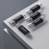 Intenso Twist Line 512 GB, USB-Stick anthrazit/transparent, USB-A 3.2 Gen 1, USB-C 3.2 Gen 1