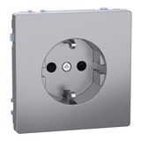 Merten Schutzkontaktsteckdose mit erhöhtem Berührungsschutz und Steckklemmen edelstahl, Retail