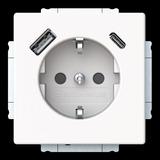 Busch-Jaeger Schutzkontaktsteckdose mit USB Typ A und USB Typ C weiß, Retail