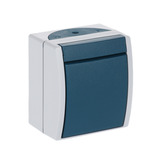 Busch-Jaeger Wechselschalter Aufputz 1 Modul mit Wippe, Schutzart IP44, 10 Ampere, Typ 2601/6 W-53 blaugrün, Retail