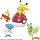 Mattel MEGA Pokémon Paldea Region Team, Konstruktionsspielzeug mit 4 Actionfiguren und 1 Pokéball, 79 Teile