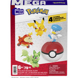 Mattel MEGA Pokémon Paldea Region Team, Konstruktionsspielzeug mit 4 Actionfiguren und 1 Pokéball, 79 Teile