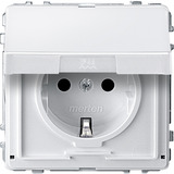 Merten Schutzkontakt-Steckdose mit Klappdeckel und erhöhtem Berührungsschutz, Typ MEG2310-7219 weiß (glänzend), Retail