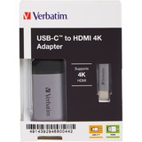 Verbatim USB Adapter, USB-C Stecker > HDMI Buchse silber/schwarz, 10cm, 4K 60Hz